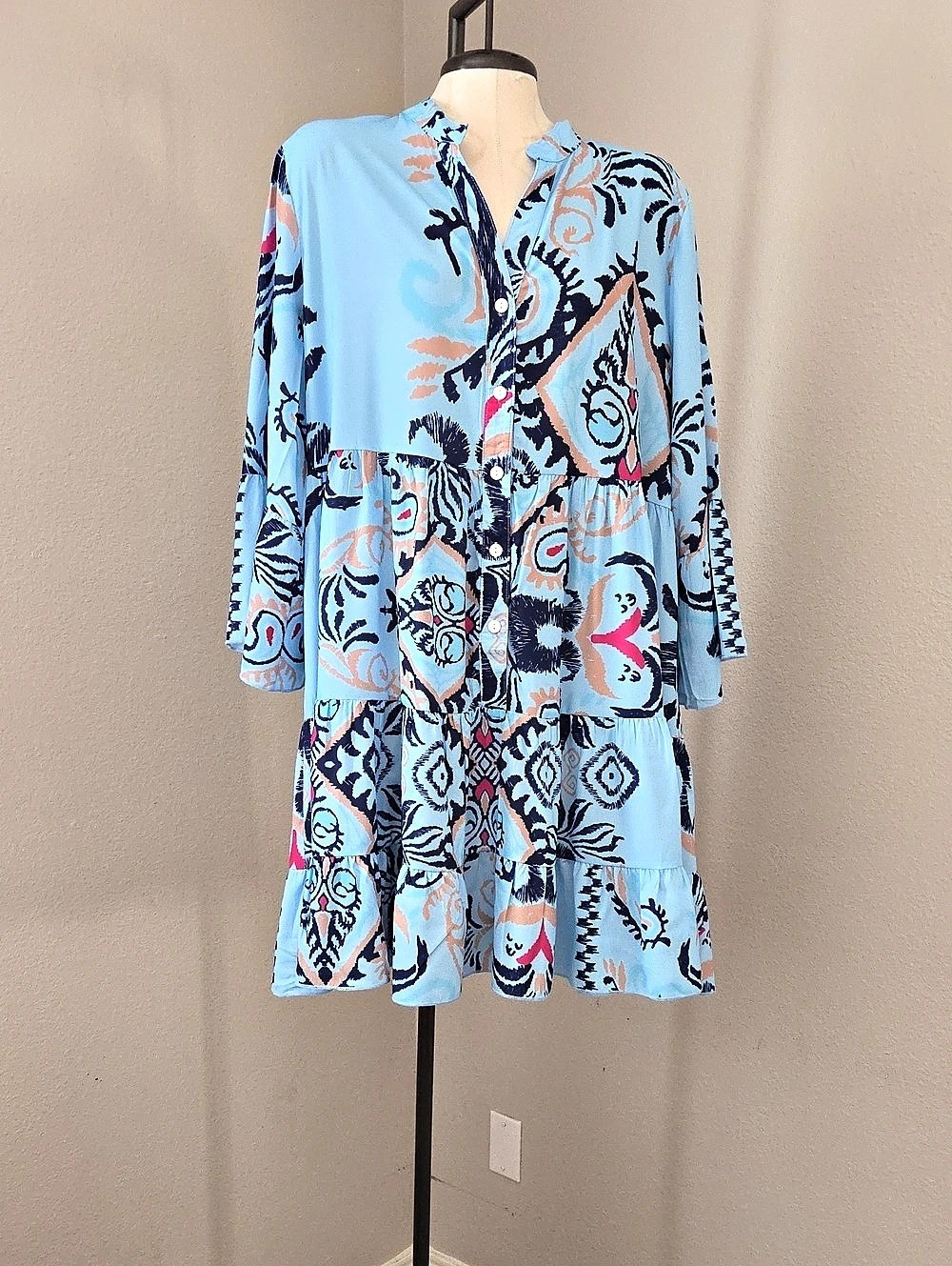 Abstract Print Midi Dress Size L